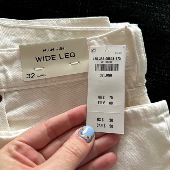 Abercrombie and Fitch High Rise Wide Leg Jean white size 32 long NWT - Picture 13 of 13